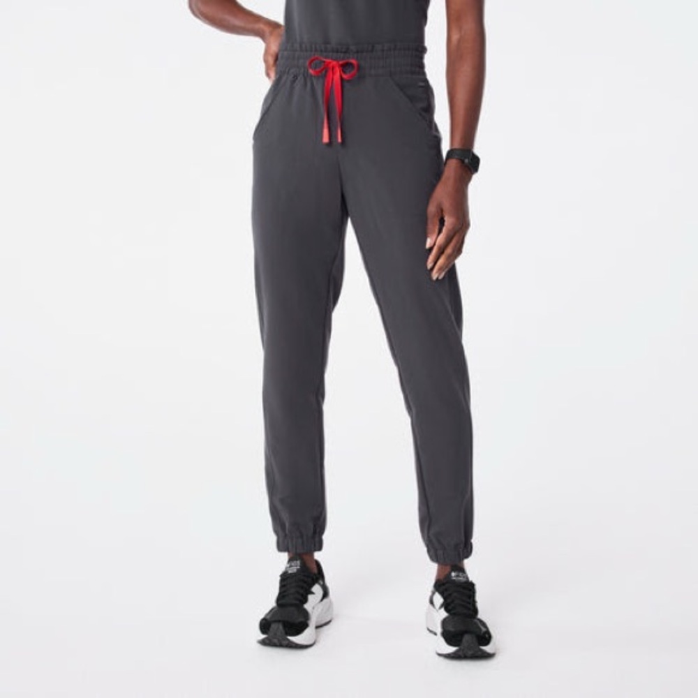 Figs Gray Jogger Pants with Red Accents #6689
